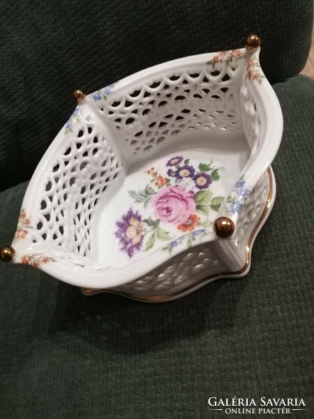 Large wallendorf openwork porcelain basket