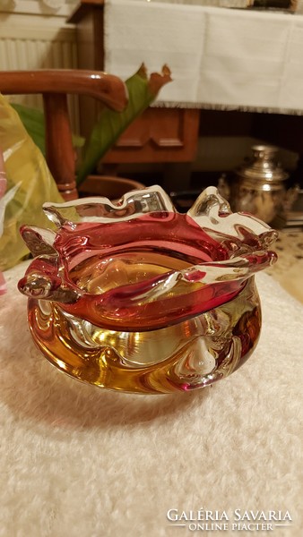Josef hospodka bohemian centerpiece Czech glass offering in amber colors