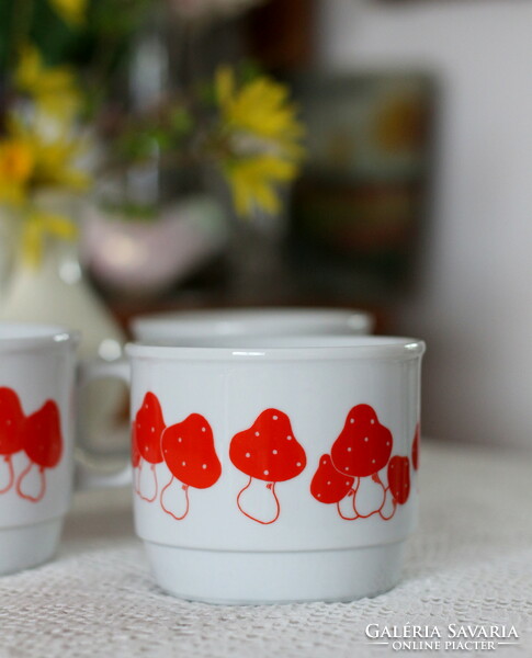 New! Zsolnay (unmarked) porcelain mug with mushroom decoration, retro, nostalgia