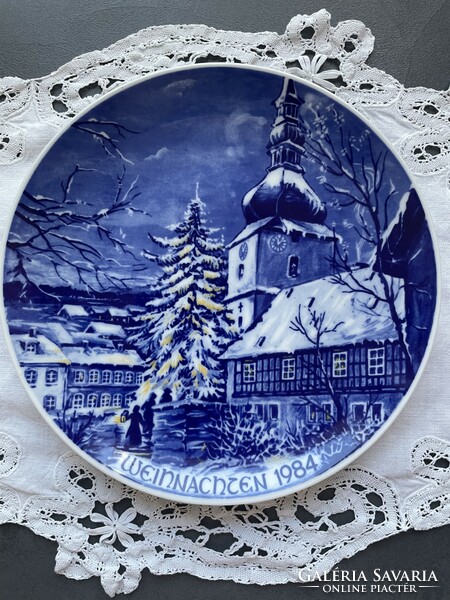 Beautiful collector's Christmas wall plate from 1984 - echt cobalt