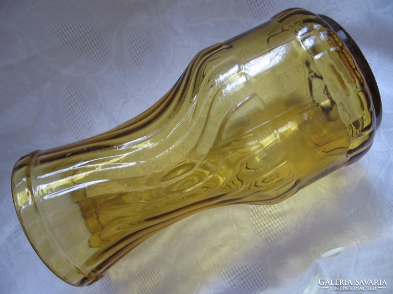 Retro twisted amber vase with decanter