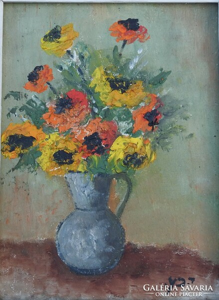 Flower still life - marked - quality painting oil / canvas