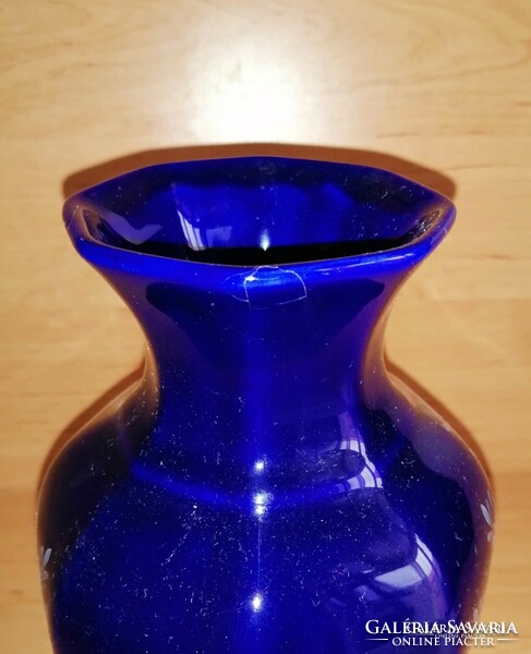 Hand-painted blue porcelain vase cs&m Hungary 21 cm (3/d)