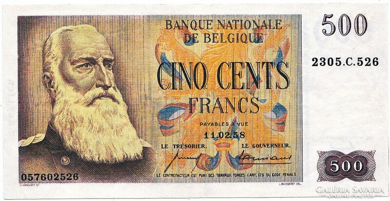 Belgium 500 Belgian francs 1952 replica