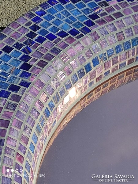 Exkluzív mozaik keretes TÜKÖR nagy méretű 65 cm átmérővel 15 kg masszív művész keretben tükör