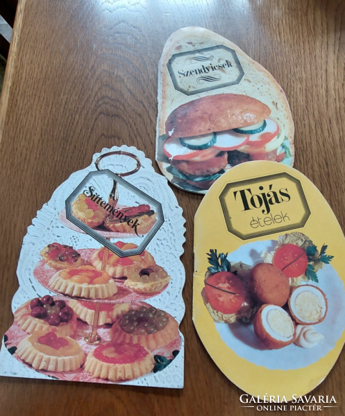 3 recipe books, recipe booklets, cakes, sandwiches, egg dishes, 1986