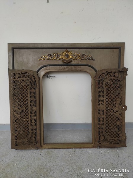 Antique fireplace stove frame cast iron overlay 613