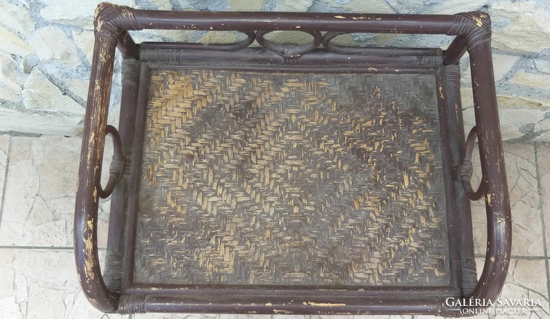Rattan cane woven 3-shelf commode bedside bathroom cabinet