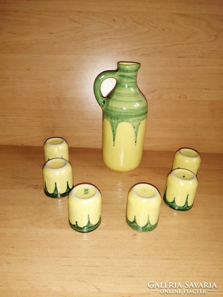 Retro Hungarian Szombatfai ceramic drinking set jug with 6 glasses (0-4)