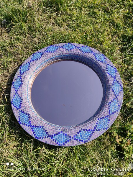 Exclusive mosaic framed mirror large size 65 cm diameter 15 kg massive artist mirror in a frame