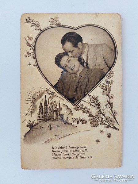 Régi képeslap 1943 fotó levelezőlap szerelmespár