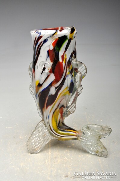 Muránói hal alakú üveg váza. 15,5 cm