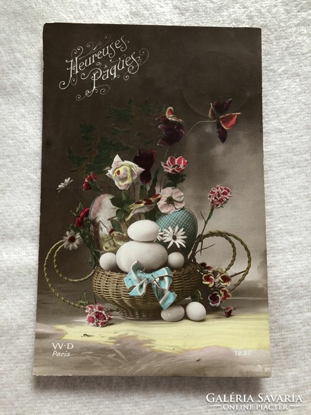 Antique colored Easter postcard - 1921