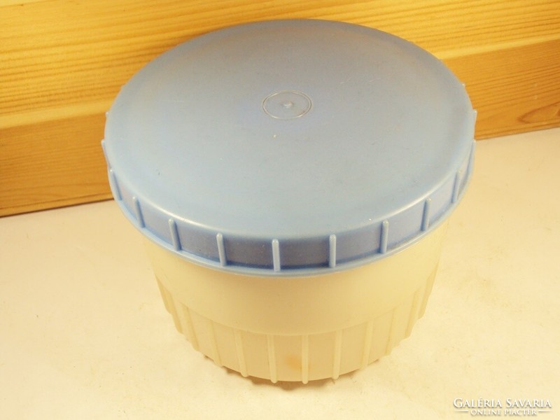 Old retro plastic double box with screw lid storage - approx. 1970s