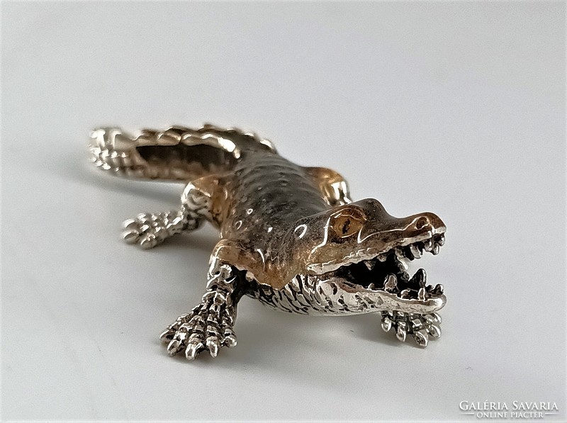 Silver enamel 925 alligator