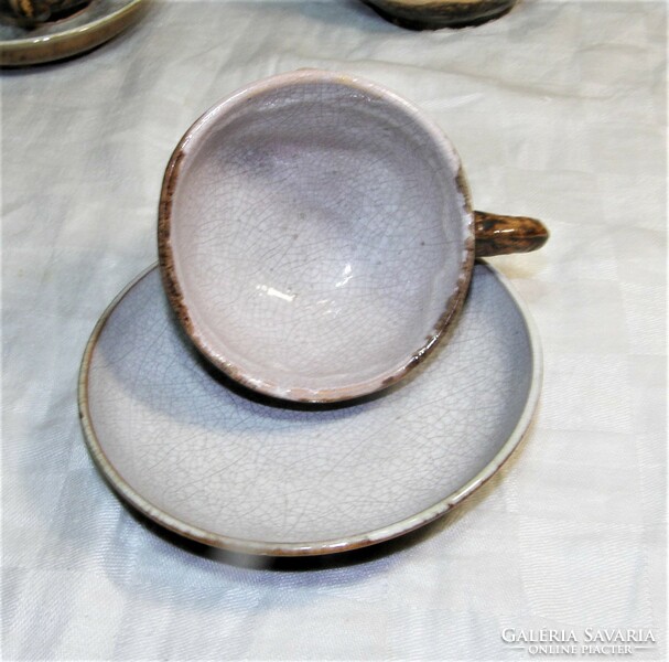 Special tea set with embossed Japanese glazed ceramics