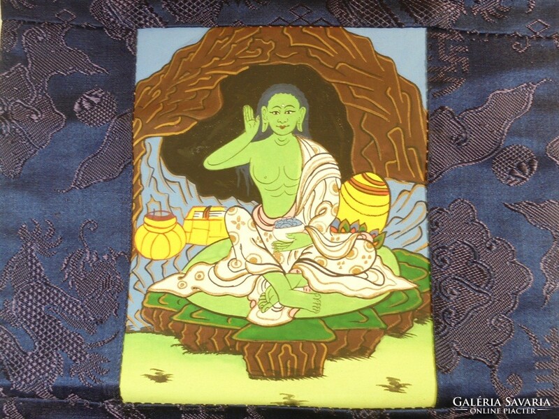 Milarepa Thangka Tibetan Buddhist Female Deity Earth Goddess Hand Painted Fabric Silk Picture