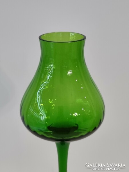Elegáns vintage Empoli stílusú művészi  üveg kehely/díszüveg-33 cm