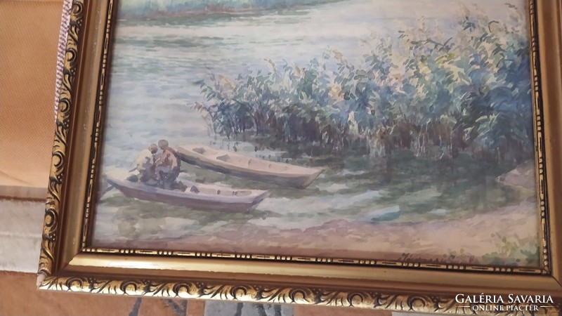 Járossy Gyula akvarell festmény 46x56 cm kerettel