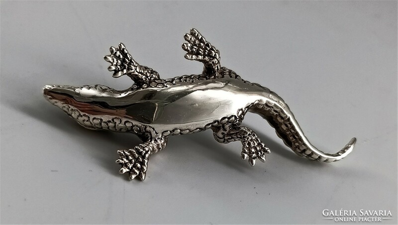 Silver enamel 925 alligator