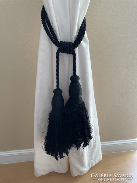 Large elegant black curtain tie tassels in pairs