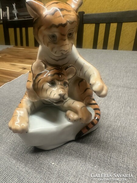 Pair of Herend porcelain tiger cubs