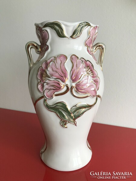 Zsolnay art nouveau vase with poppies