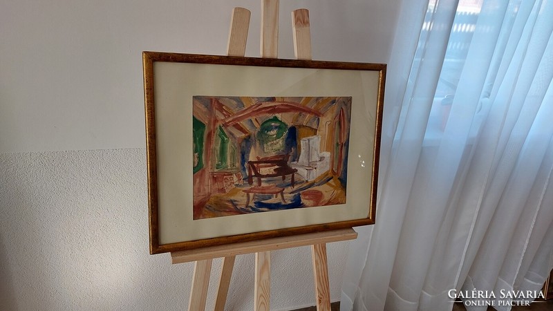(K) interior painting with frame 62x46 cm