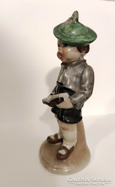 Antik W&A Bertram német porcelán éneklő kisfiú jelzett