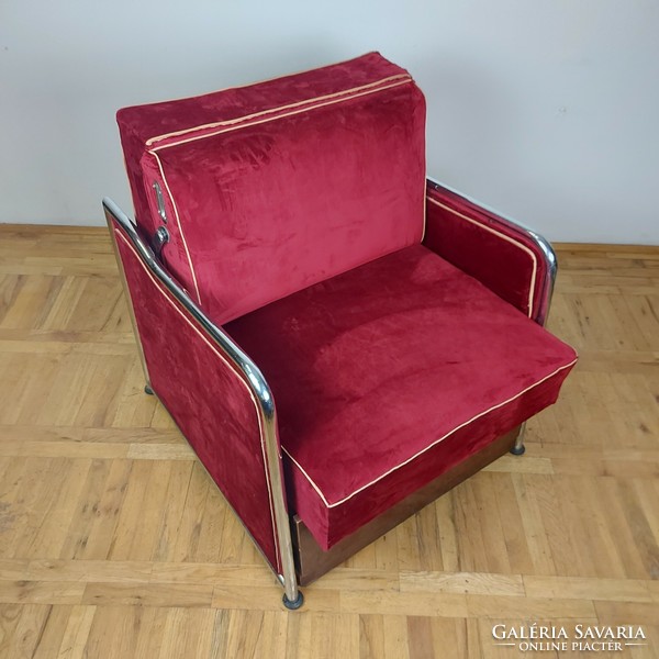 József Peresztegi tubular frame armchair bed retro armchair