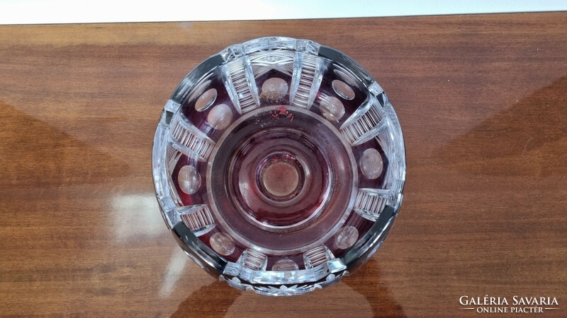 Huge burgundy lead crystal bowl