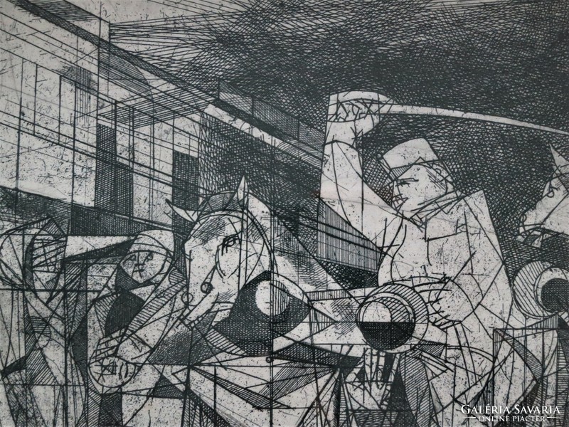 Imre Tóth (1929-2004): 1930. IX. 1. Miskolc, social real etching
