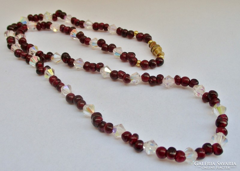 A wonderful old necklace with white and garnet-like stones