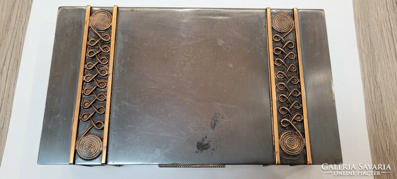 Lignifer copper or bronze box, two-compartment jewelry holder, card holder