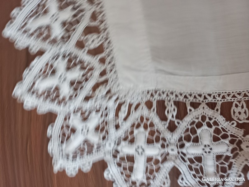Old tablecloth trimmed with beautiful lace