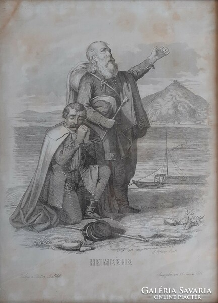 Tyroler József (1822-1854): Heimkehr (Hazatérés), 1851 - Acélmetszet