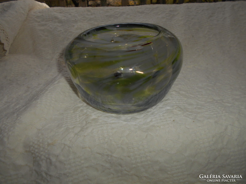 Antik  súlyos üveg asztalközép - öblős üvegtál