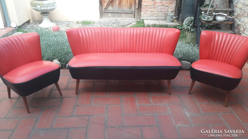 Retro faux leather sofa set