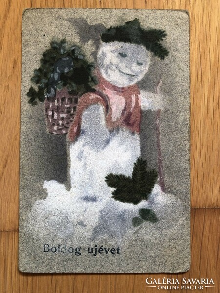 Antik Hóemberes Újévi képeslap
