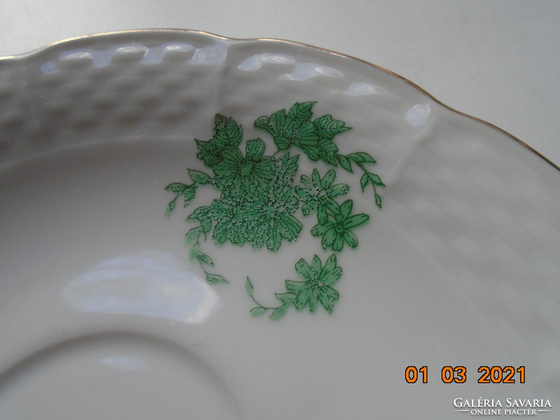 Antique tk thun embossed basket with patterned green flower patterned hot chocolate cup with coaster