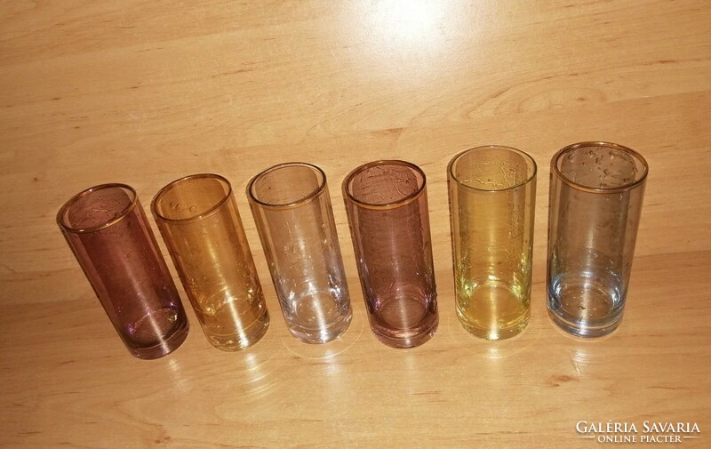Retro színes üveg csőpohár 6 db egyben (11/K)