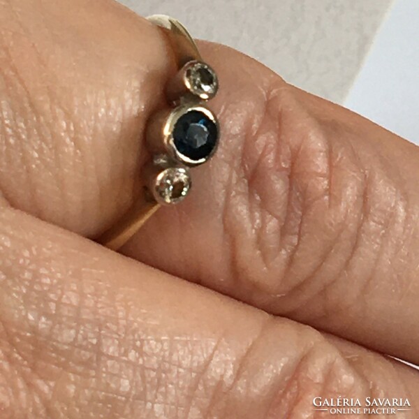 Brilliant blue sapphire ring white gold yellow gold 50