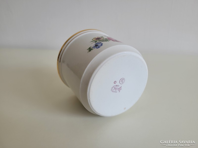 Régi nagy méretű 0,5 literes Csehszlovák porcelán bögre virág mintás tejfölös aludttejes csupor