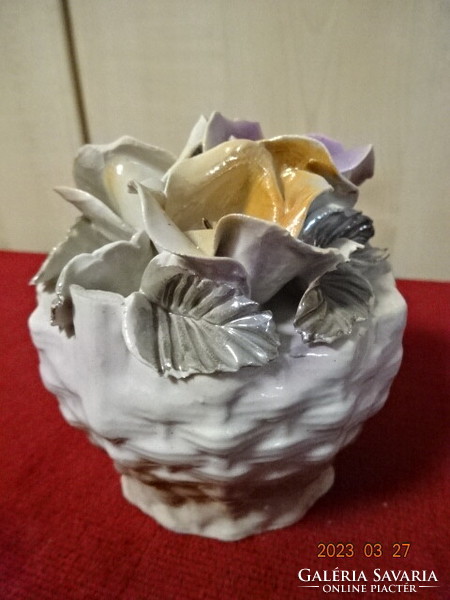 German porcelain flower basket, height 9.5 cm. Jokai.