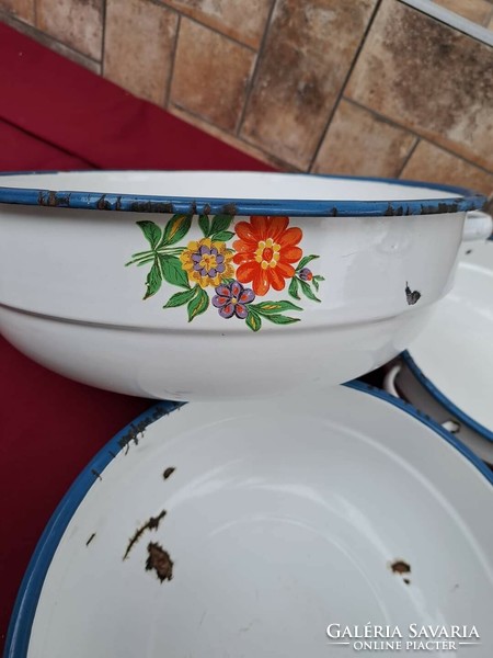 Enameled enameled bonyhádi bowl bowls patty stew floral grandma antique nostalgia