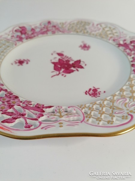 Herendi Apponyi pur-pur decorative plate / wall plate, dia.: 24cm,