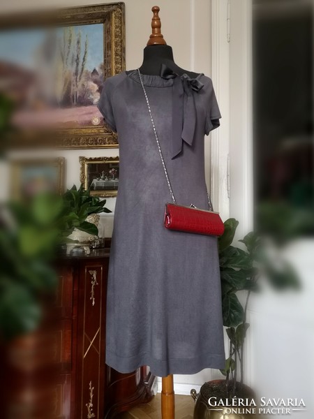 H&m 38-40 exclusive 95% viscose 5% silk dove gray urban casual dress