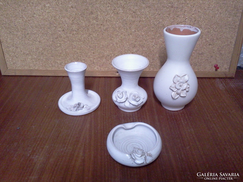 Ceramic candle holder, ashtray, vase 4 pcs