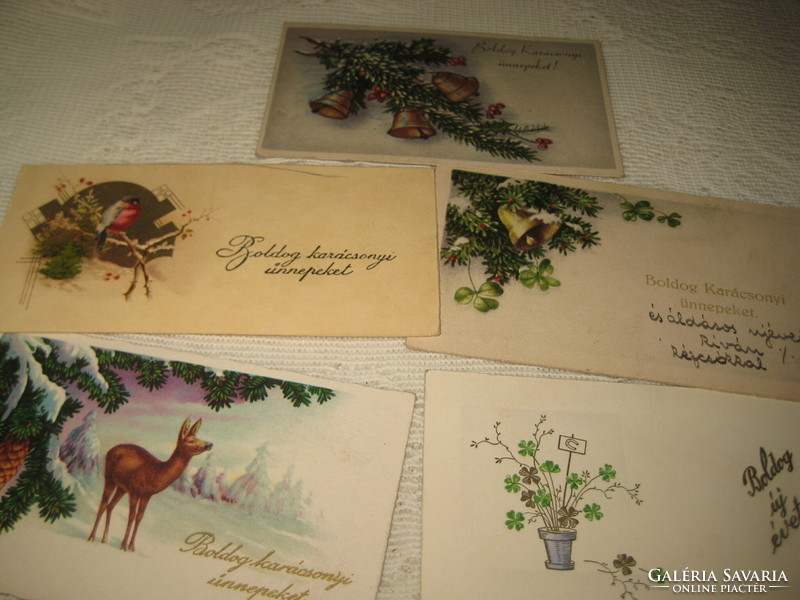 Kellemes Karácsonyi Ünnepeket   Az 1940-50  évekből  az akkori divatos kisméretű képeslapokon