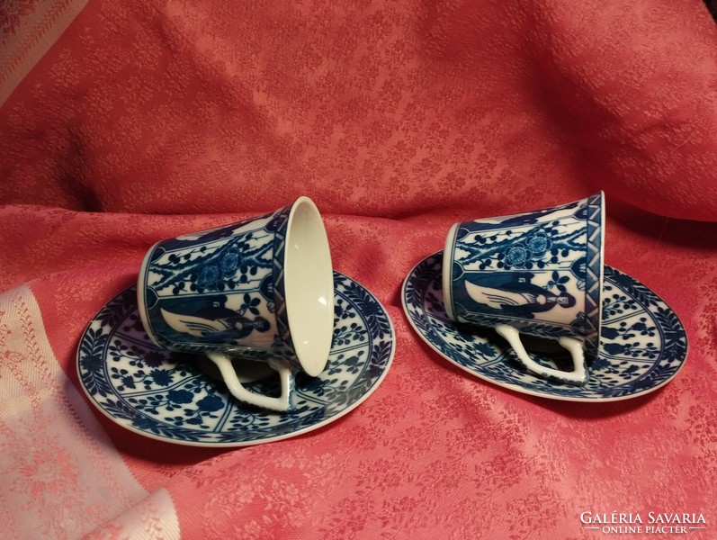 Kangxi "Long Elisa" mintával kék-fehér kínai csésze aljjal, 2 pár